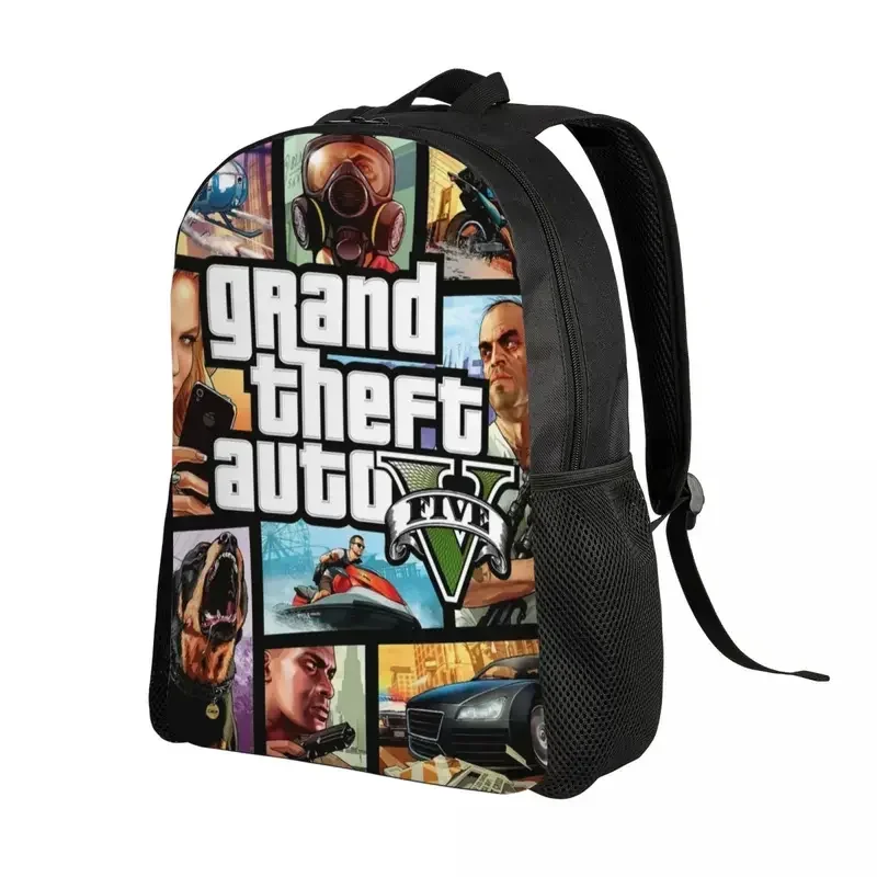 Grand Theft Auto Collage Backpack for Women Men Waterproof College School Adventure Game GTA Bag Print Bookbag