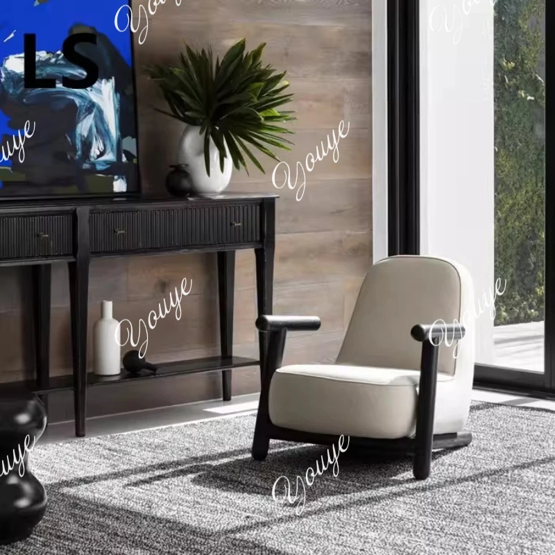 Thousand Birds Grid Fabric Single Sofa Small Unit Minimalist Nordic Light Luxury Designer Creative Grid Tiger Chair
