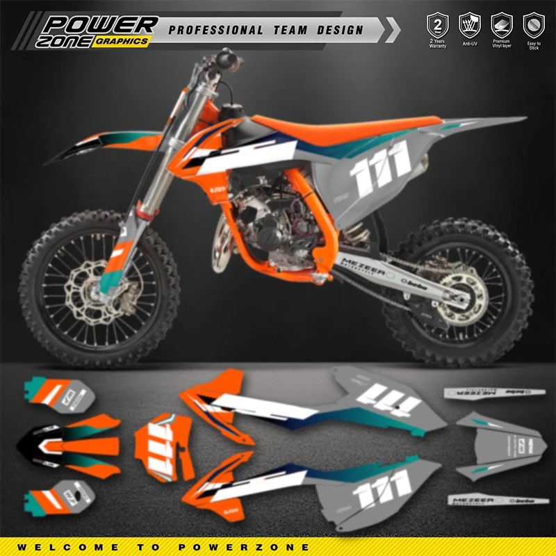 PowerZone Custom Team Graphics Backgrounds Decals For 3M Stickers Kit For KTM SX85 85 2018 2019 2020 85cc Number Name Costom 23