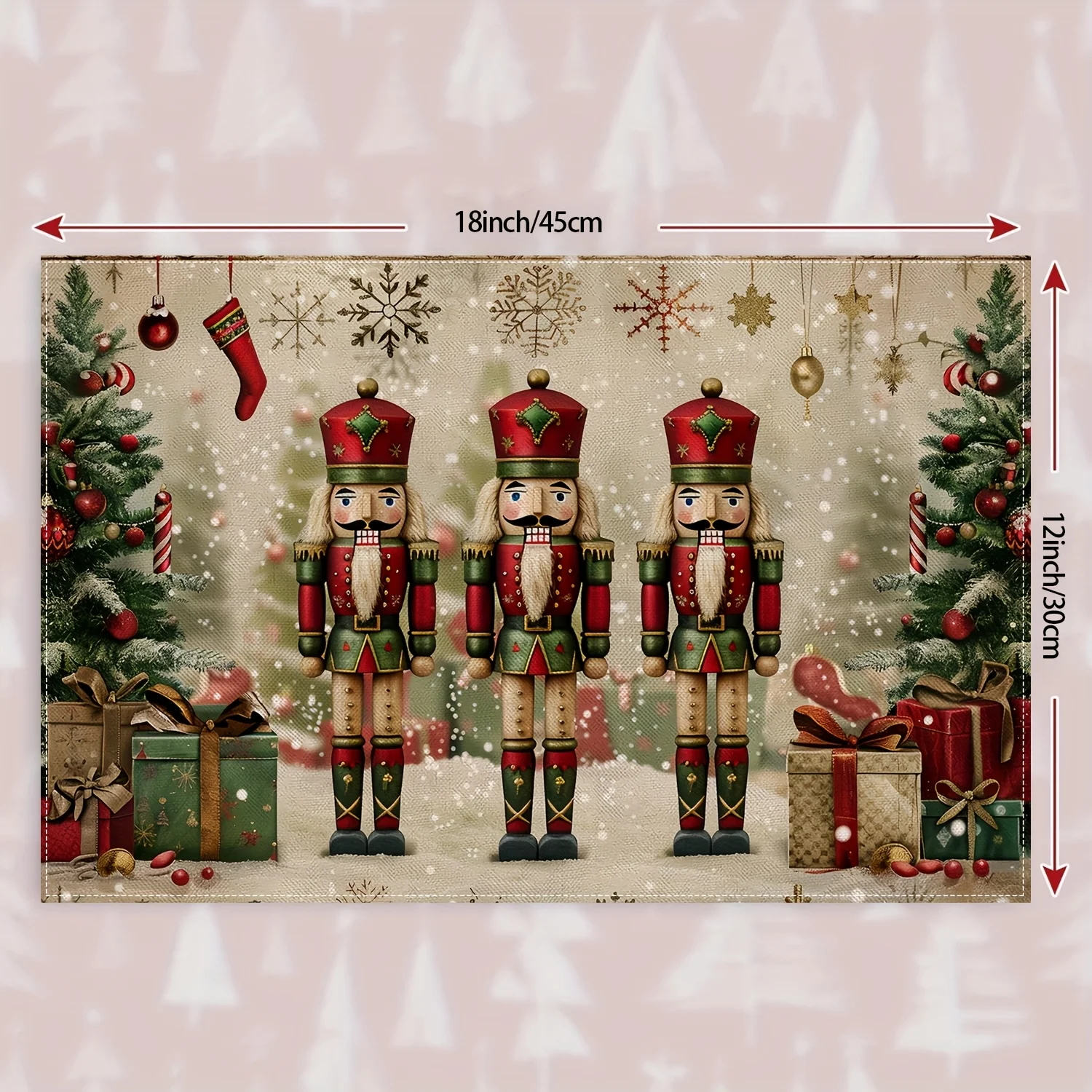 VIKAMA 4 6 8pcs Vintage Christmas Nutcracker Placemats Christmas  Linen Placemats for Kitchen Dining Table Decoration