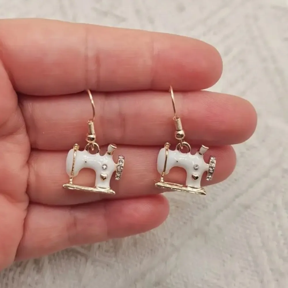 Fashion Vintage Sewing Machine Earrings Multi-color Enamel Drip Oil Earrings Creative Exquisite Alloy Earrings Women