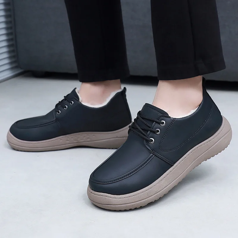 Winter New Men's Casual Cotton Shoes with Fleece for Warmth Versatile Anti-Slip Durable Free Shipping Men's Cotton Shoes 2026