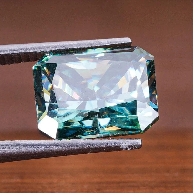 1 Pc 1-10 Carat Blue Green Radiant Cut Moissanite, It Can Be Used for Engagement Rings, Pendant Necklaces or For Jewelry Making.