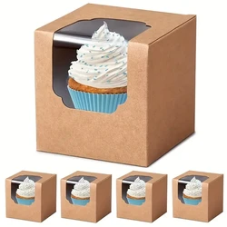 15-Pack 3.5×3.5×3.5 Inches Mini Windowed Cake Boxes for Bakeries - Ideal for Cakes/Desserts/Chocolate/Mini Cupcake Packaging
