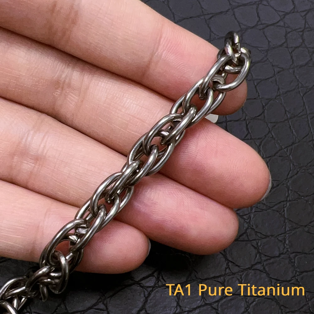 New 7mm TA1 Pure Titanium Twist Link Chain Bracelet Necklace for Men Women Skin Friendly NO Allergy Never Rust Titanium Chain