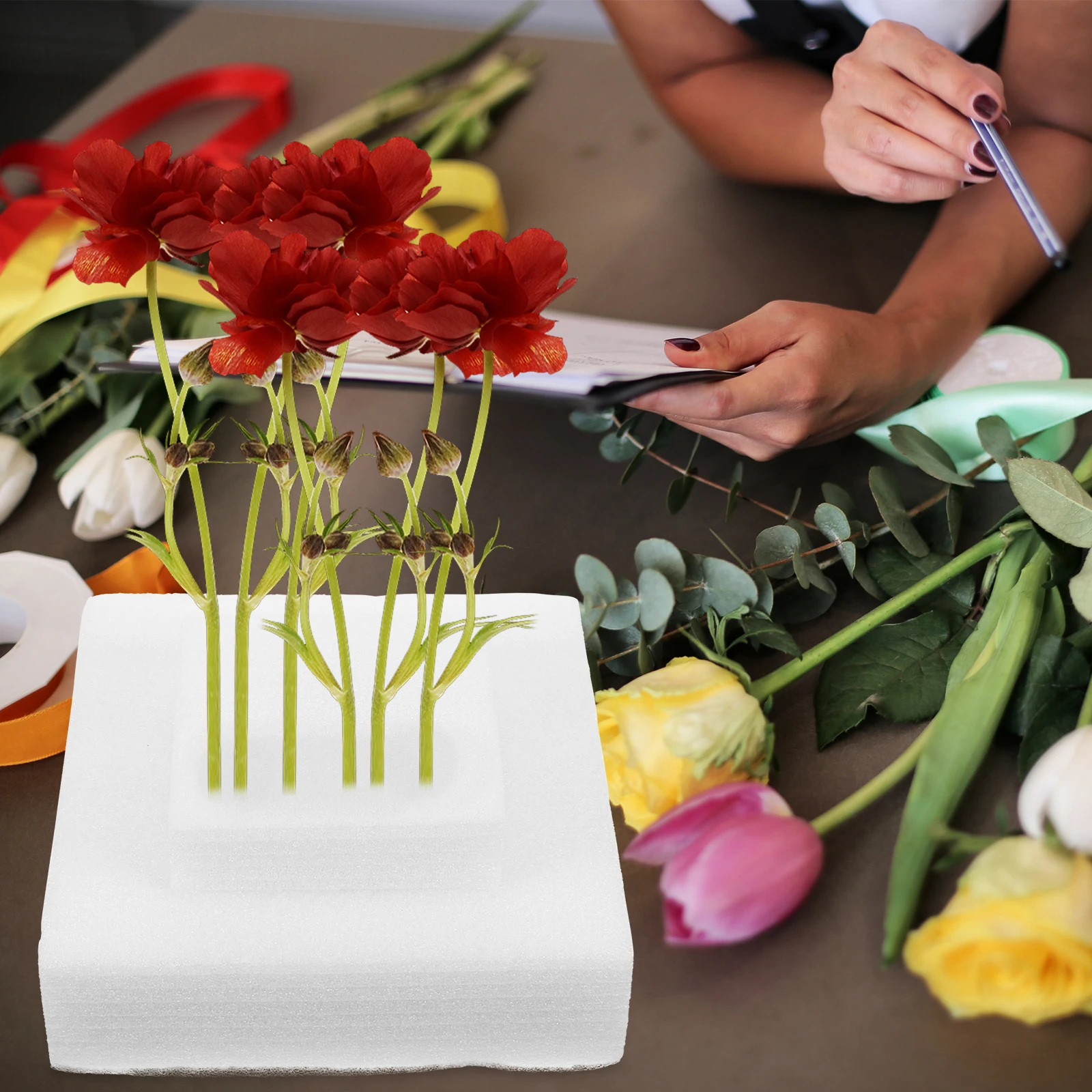 

Wedding Flower Clay Board Double Layer White Decorative Floral Foam Blocks Plant Foam Florist Supplies Art Crafts