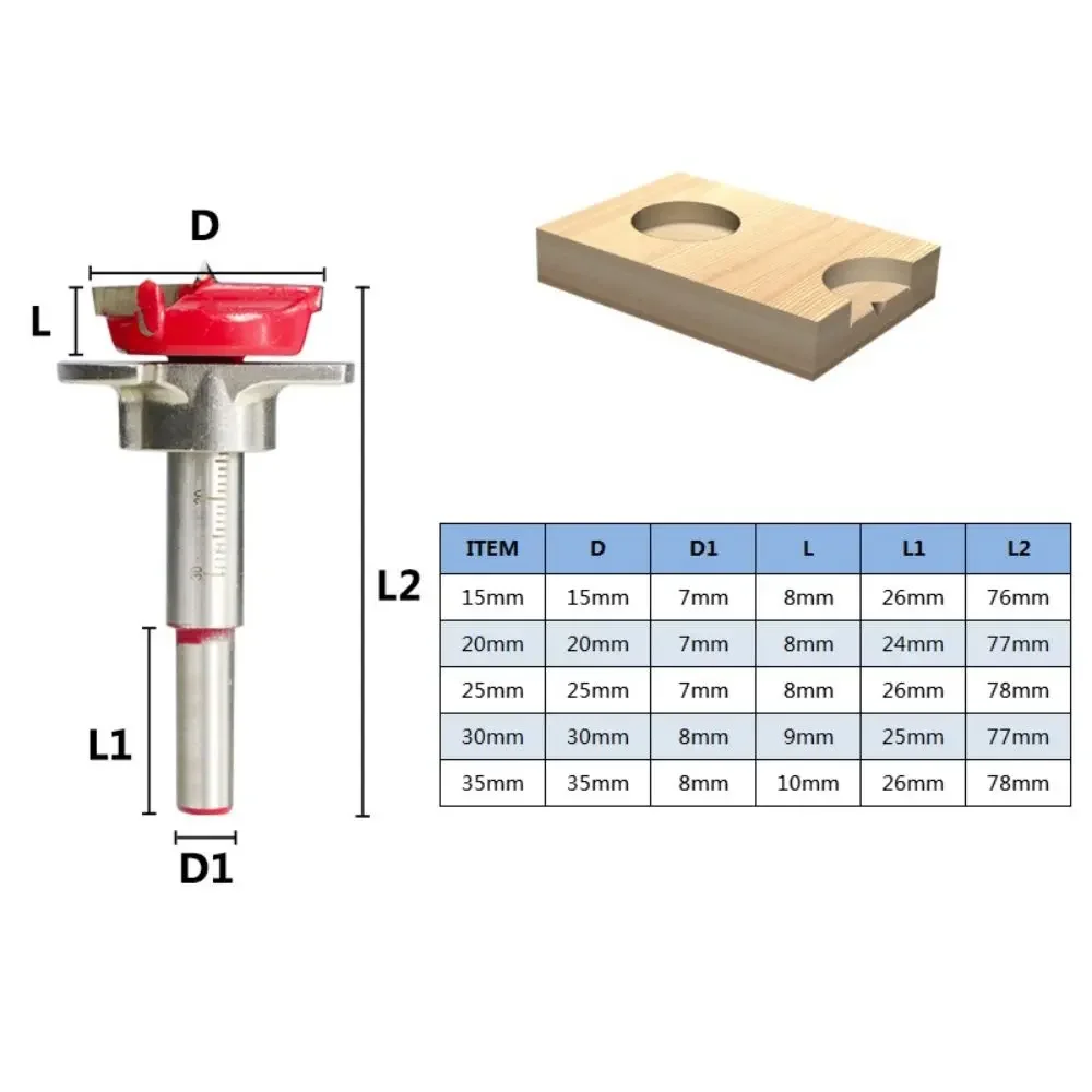 Broca de carburo ajustable, sierra perforadora para herramientas eléctricas de carpintería, 15mm, 20mm, 25mm, 30mm, 35mm, alta calidad, duradera