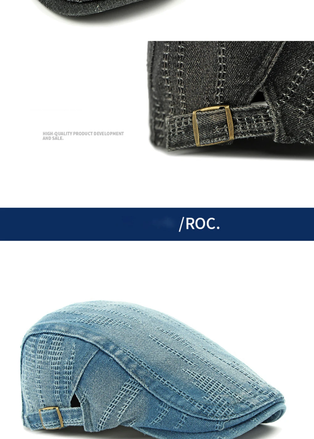 HT4768 Baskenmützen Frühling Sommer Herbst Denim-Kappen für Männer Frauen Baumwolle Künstler-Malermütze Unisex Ivy Flachmütze – Detail 6