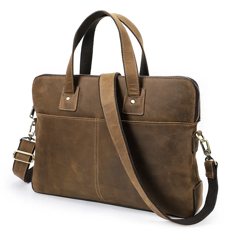 Fashionable British Style Cowhide Business Briefcase Suitable 15.6-inch Laptop Large Men File Genuine Bag Leather Briefcases Men