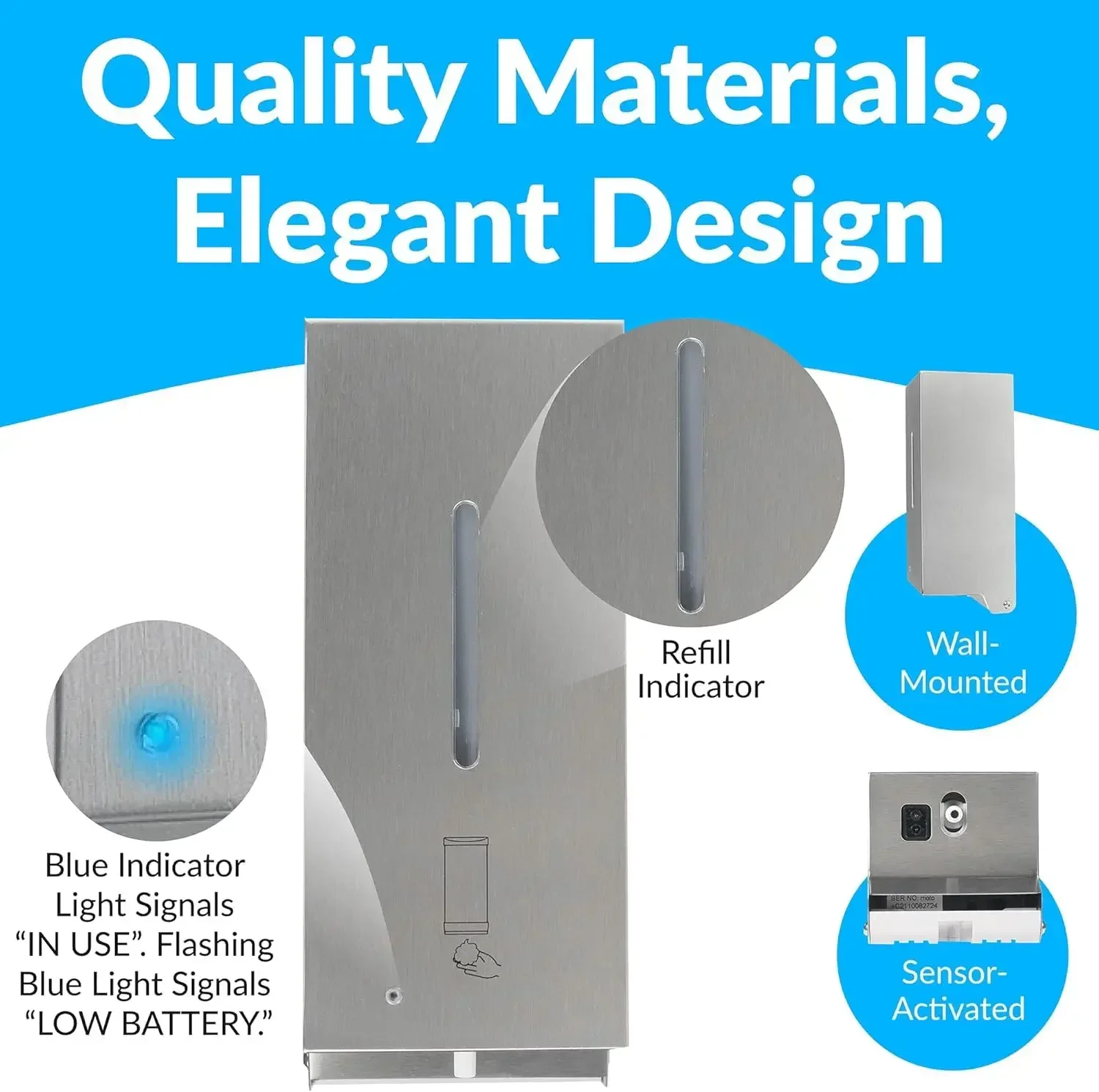 

Бестселлер [XMSJ] Автоматический настенный дозатор пены для мыла из нержавеющей стали, матовая отделка, 27 жидких унций. 4-1/4” Ш, 10-17/32” В, 4-7/3