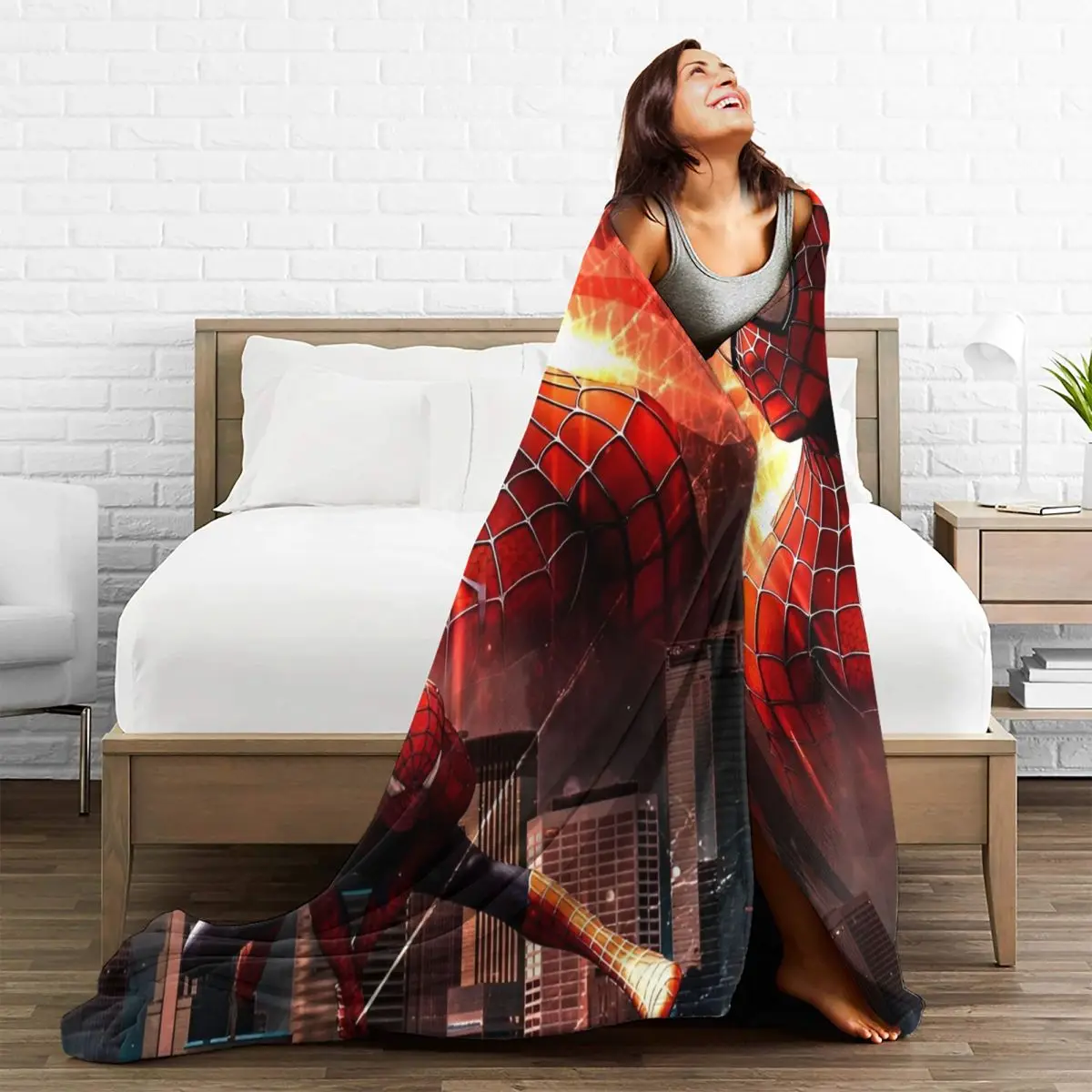Spider-Man Comic Handsome Cool Blanket Fleece Print Cartoon Anime Lightweight Thin Throw Blanket for Home Travel Bedding Throws image 3