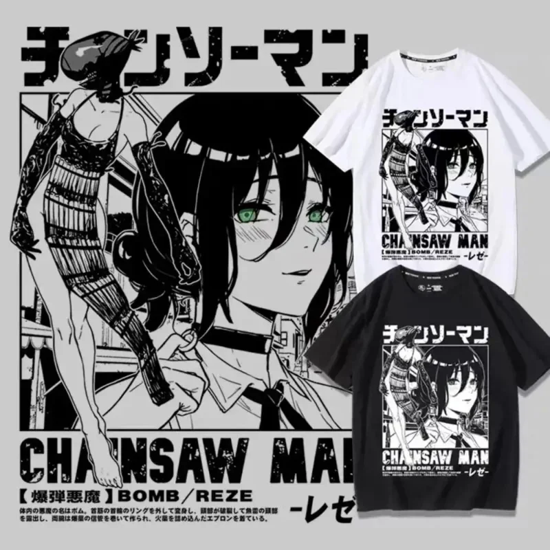 

Anime T-shirt Women Chainsaw Man Manga Graphic Men Cotton Short Sleeve Tee Plus Size Women Tops Summer Streetwear