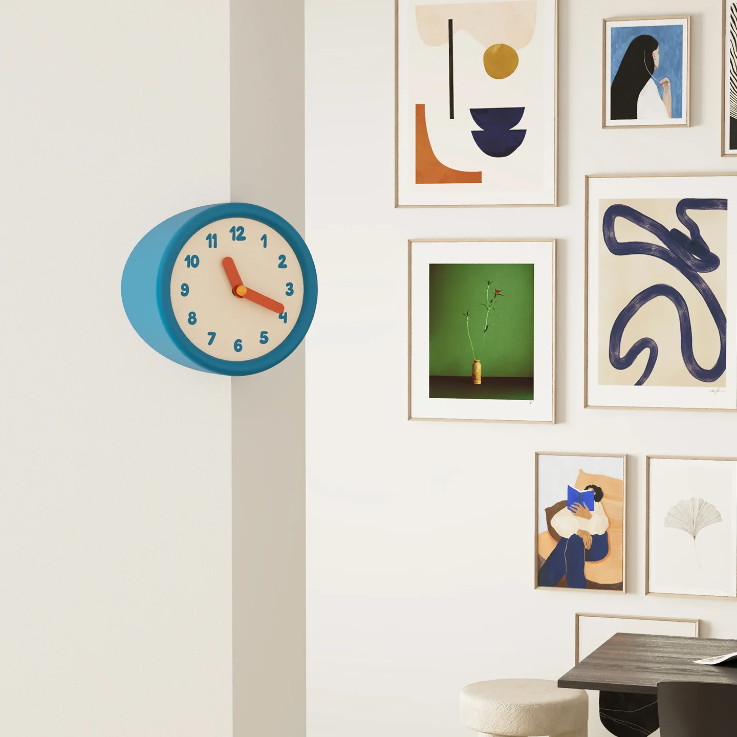 Corner Wall Clock Inside Outside Angles Minimalist Silent No-Drill Renters Modern Geometric Decor Quiet Quartz Movement