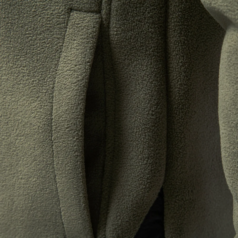 AIOPESON Herren Fleece-Sweatshirt mit mehreren Taschen, Stehkragen, Druckknöpfen, einfarbig, lässiger Outdoor-Pullover, warm für Herbst und Winter. – Detail 14