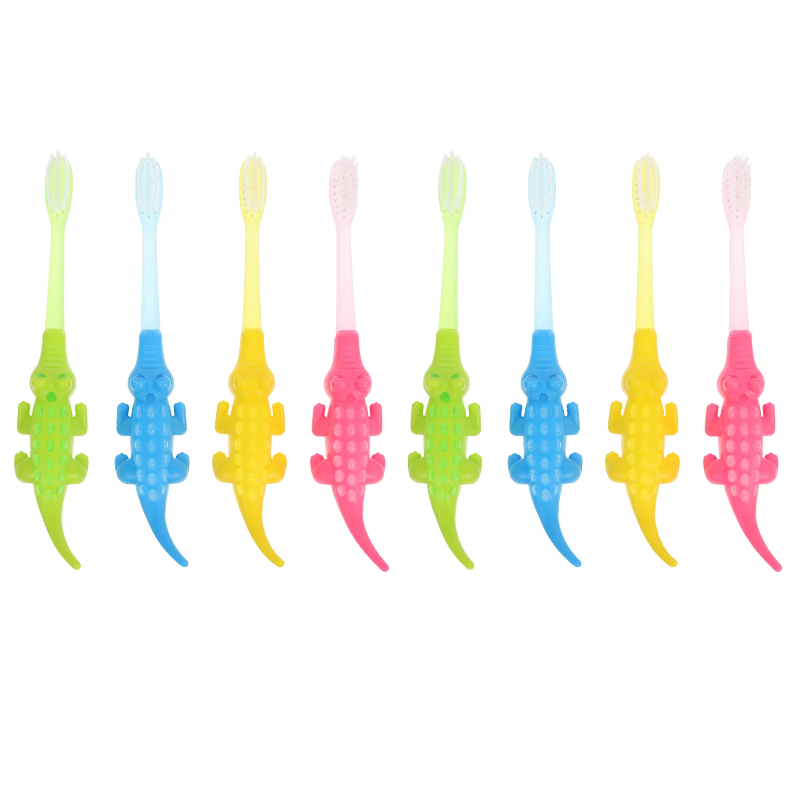 8 Pcs Little Crocodile Toothbrush Kids Manual Toddler Toothbrushes Supple Bristle Soft Fur Cartoon Teeth Clean