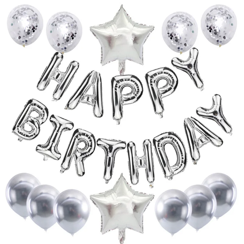 25pcs Birthday Balloon Rose Gold Color Foil Letter Balloons Set Happy Birthday Decoration Globos Kids Party Supplies - Image 3