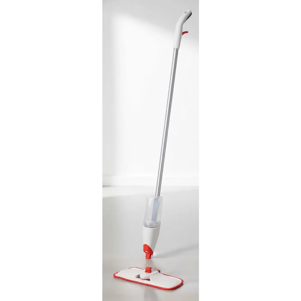 

Smart Microfiber Spray Mop with Slide-Out Scrubber, Red/White - Effortless Floor Cleaning for Busy Homes