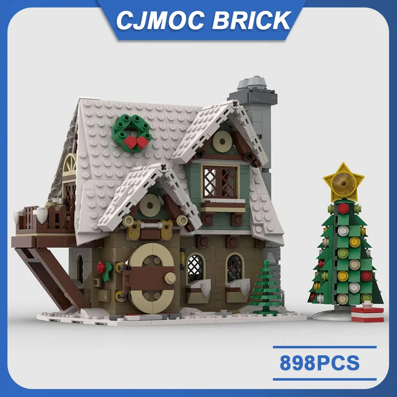 MOC-91768 Building Block Winter Village Little Elf Cottage Street View Technical Bricks DIY Assembled Model Toy Christmas Gift