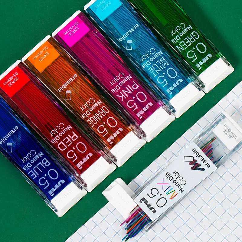 20 Pcs/box UNI 202NDC Mechanical Pencil Leads 0.5mm Colored Automatic Pencil Core Refill for School Art Sketch Drawing Writing