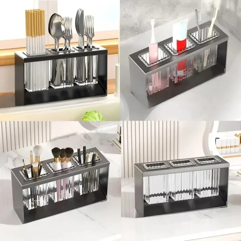 Multi Functional Kitchen Holder Chopstick Spoon Storage Holder Automatic Drainer Cutlery Knife Fork Racks Kitchen Accessories