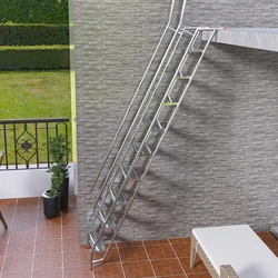 Thickened 304 stainless steel outdoor staircase, home outdoor ladder, bungalow balcony ladder with handrails, steel ladder