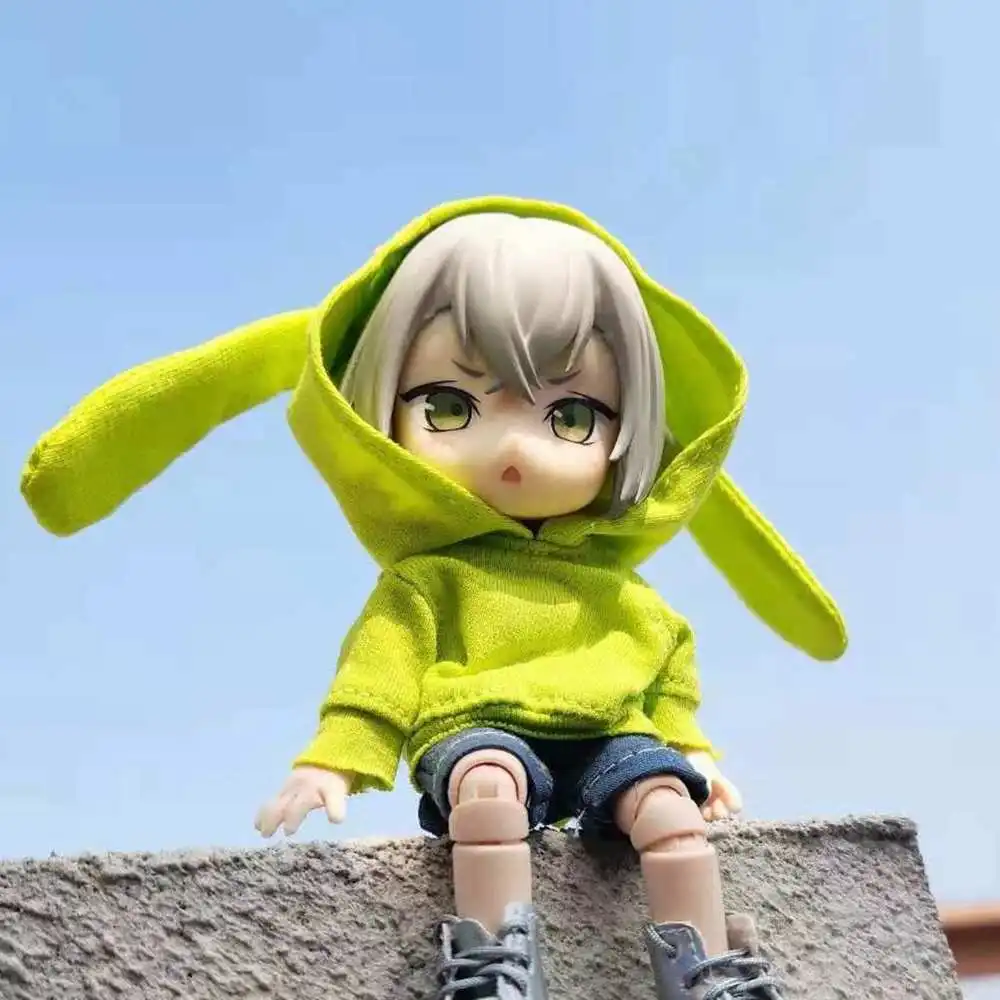 

OB11 Doll Rabbit Ear Hoodie Clothes Doll Candy Color Sweatshirt Clothing Accessories For Ob11 Obitsu 11 Gsc/1/12 Bjd