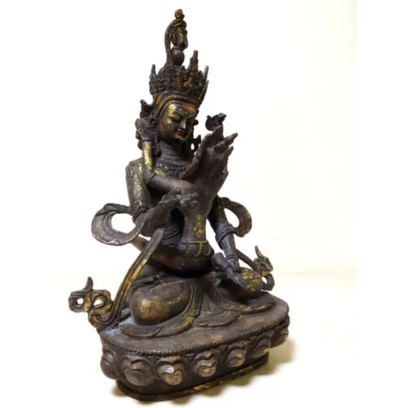 11-Inch 30cm Buddhist Bronze/Gold-Plated Vajra Mandkesvara Yab-Yum Happy Buddha Statue