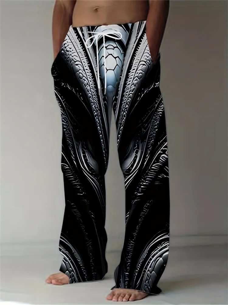 

Sci-fi Mechanical Style 3D Printed Men's Texture Pants, Trendy And Fashionable Men's Straight-leg Pants, Casual And Versatile
