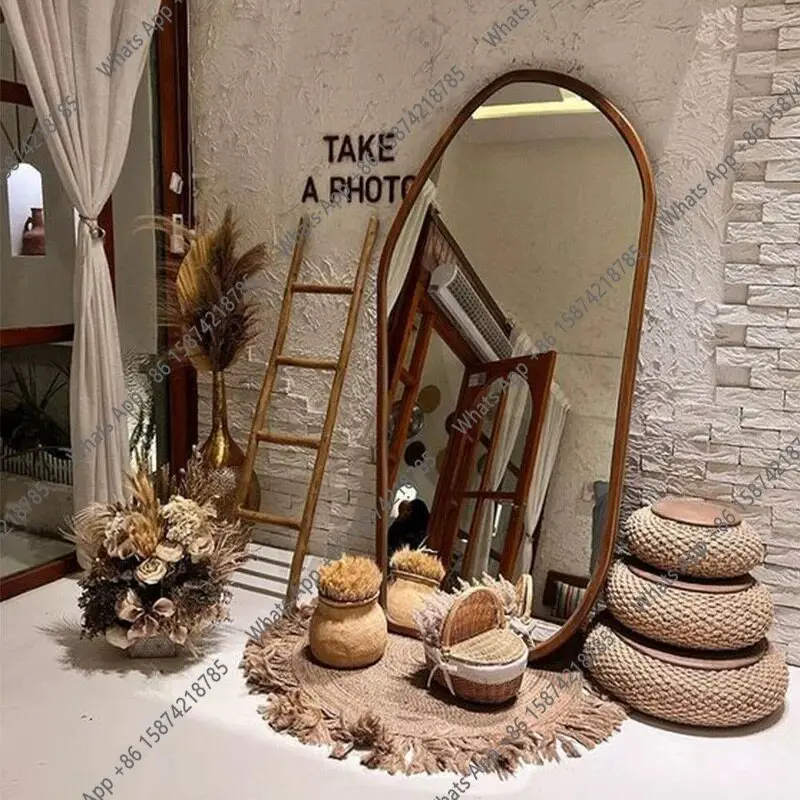 T Medieval retro full-body mirror household bedroom floor-to-ceiling fitting mirror wall-mounted decorative mirror