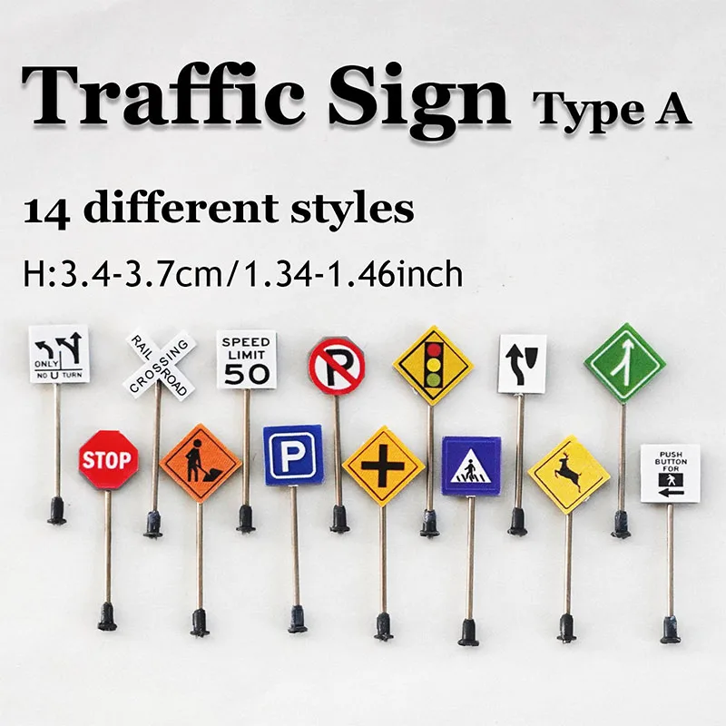 

14 шт. Diy масштаб 1:8 миниатюрный дорожный знак модель дорожный знак украшение сцены макет