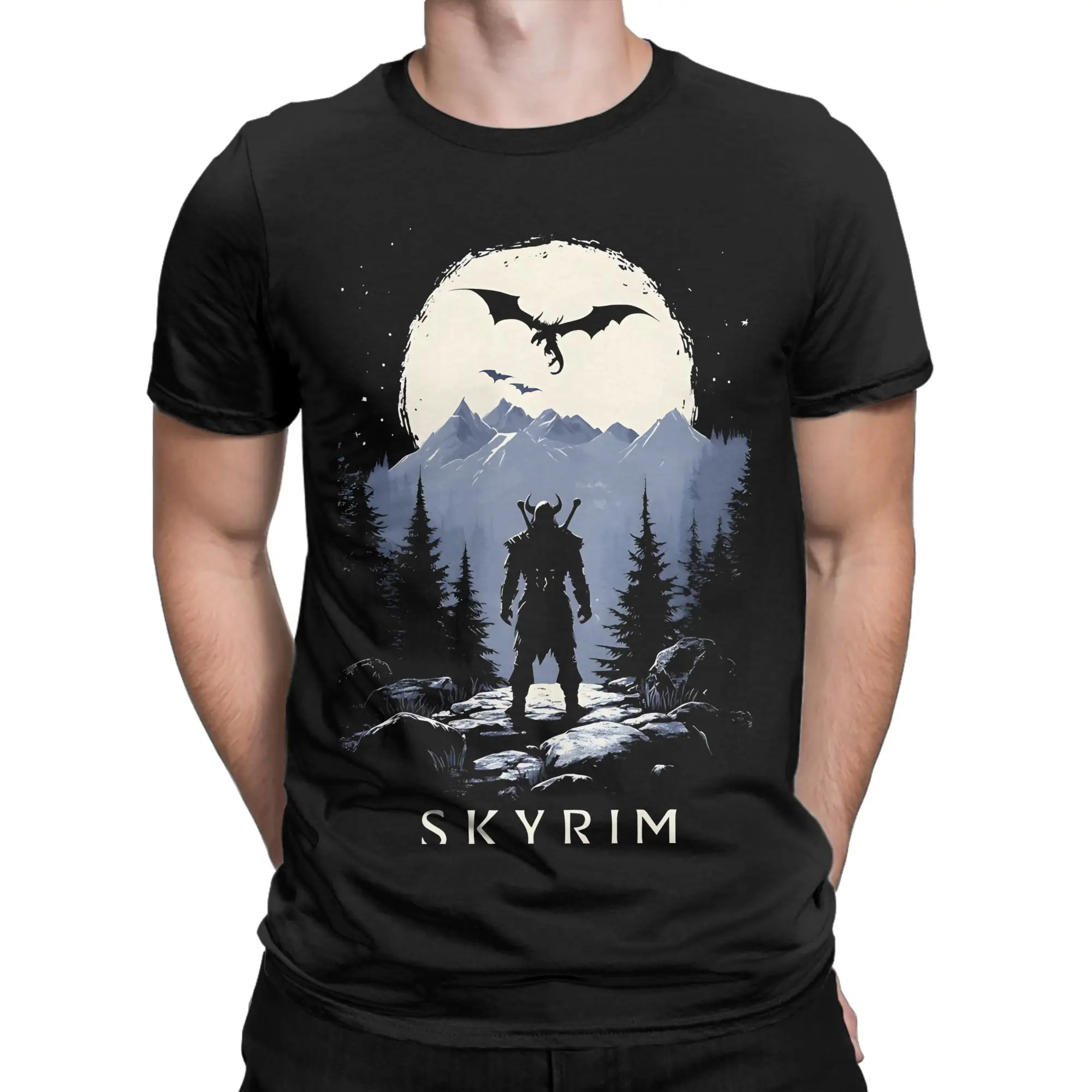 Dragonborn Graphic 100% Cotton T-Shirt God Of War Tees Tops For Men