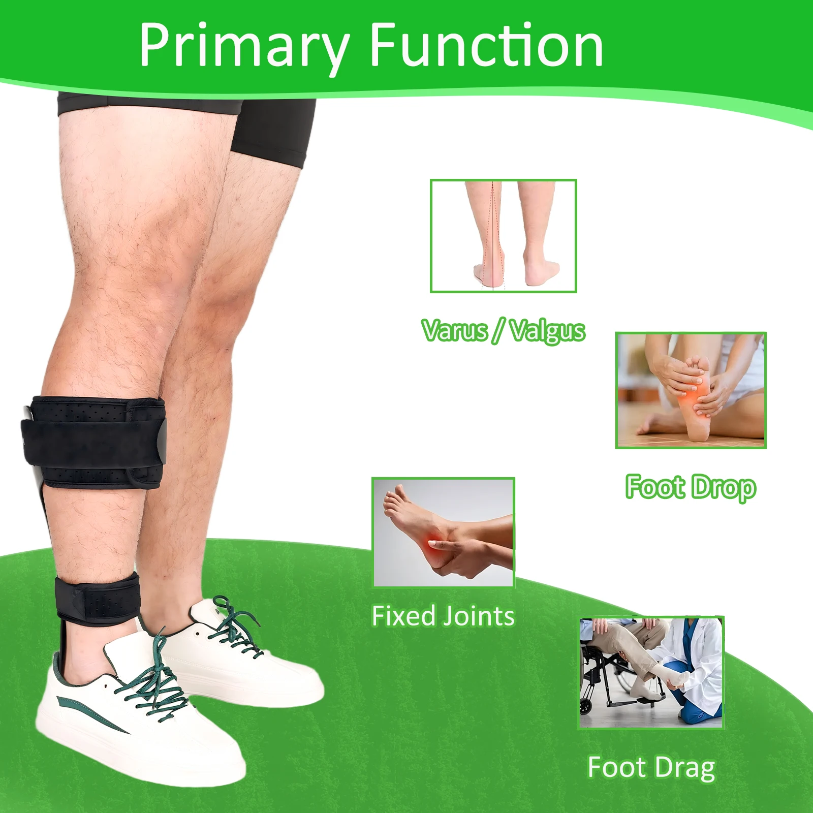 AFO Drop Foot Brace Orthosis, Medical Ankle Foot Support Stabilizer, Lightweight Foot Drop Corrector Brace for Men and Women