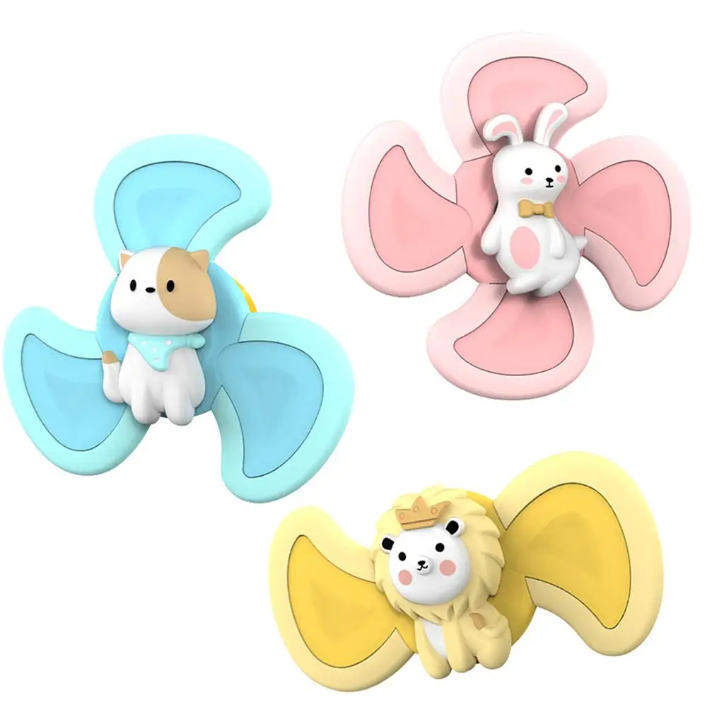 3pcs Cute Bath Suction Cup Tops Toy Stress Relief Educational Toys