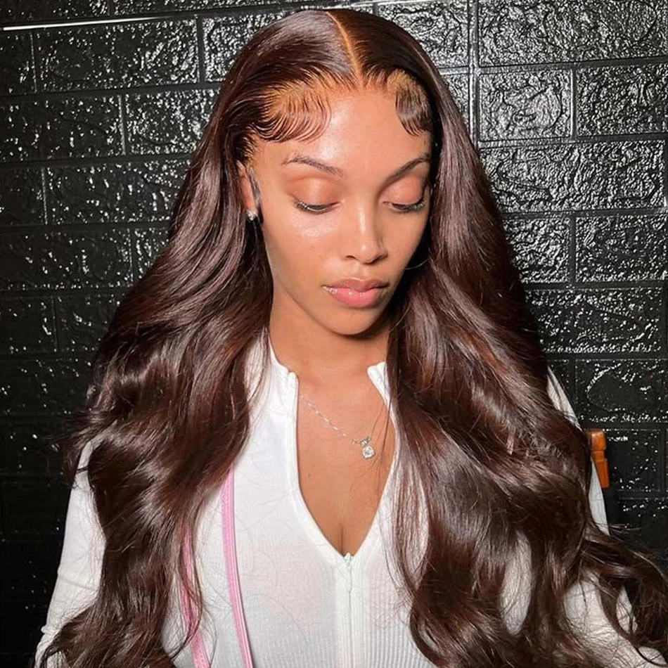 Malaysian Highlight Body Wave #2 13x4 Hd Transparent Lace Frontal Wigs Highlight Lace Front Wig Human Hair For Women Pre-plucked