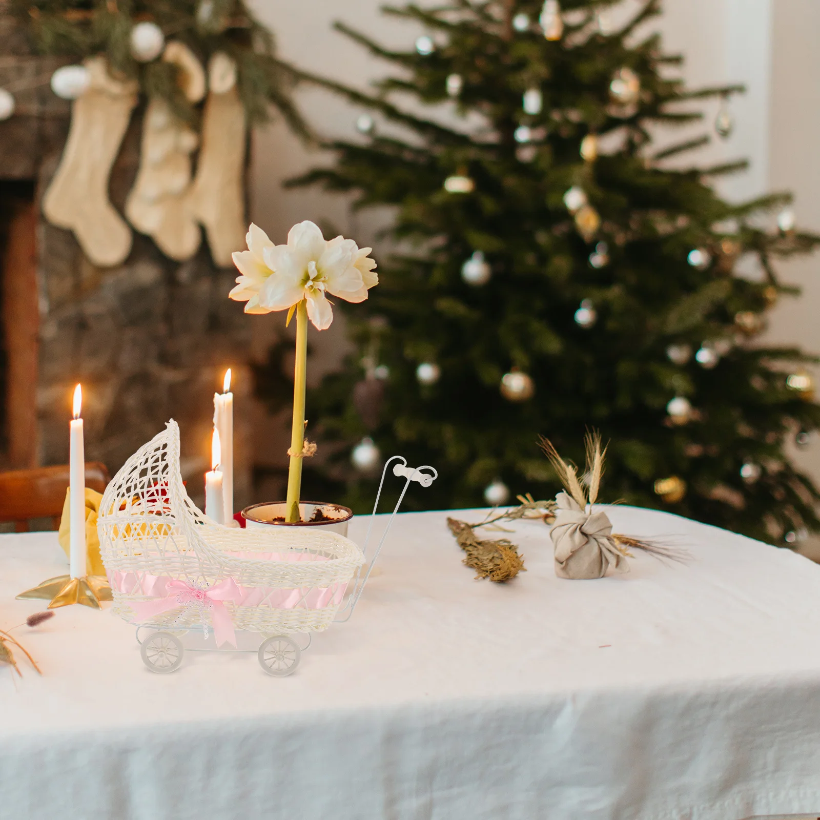 2 stuks miniatuur kinderwagen tafel decor baby shower roze blauw - snoep snack lade opbergmand voor viering gunsten decoratie