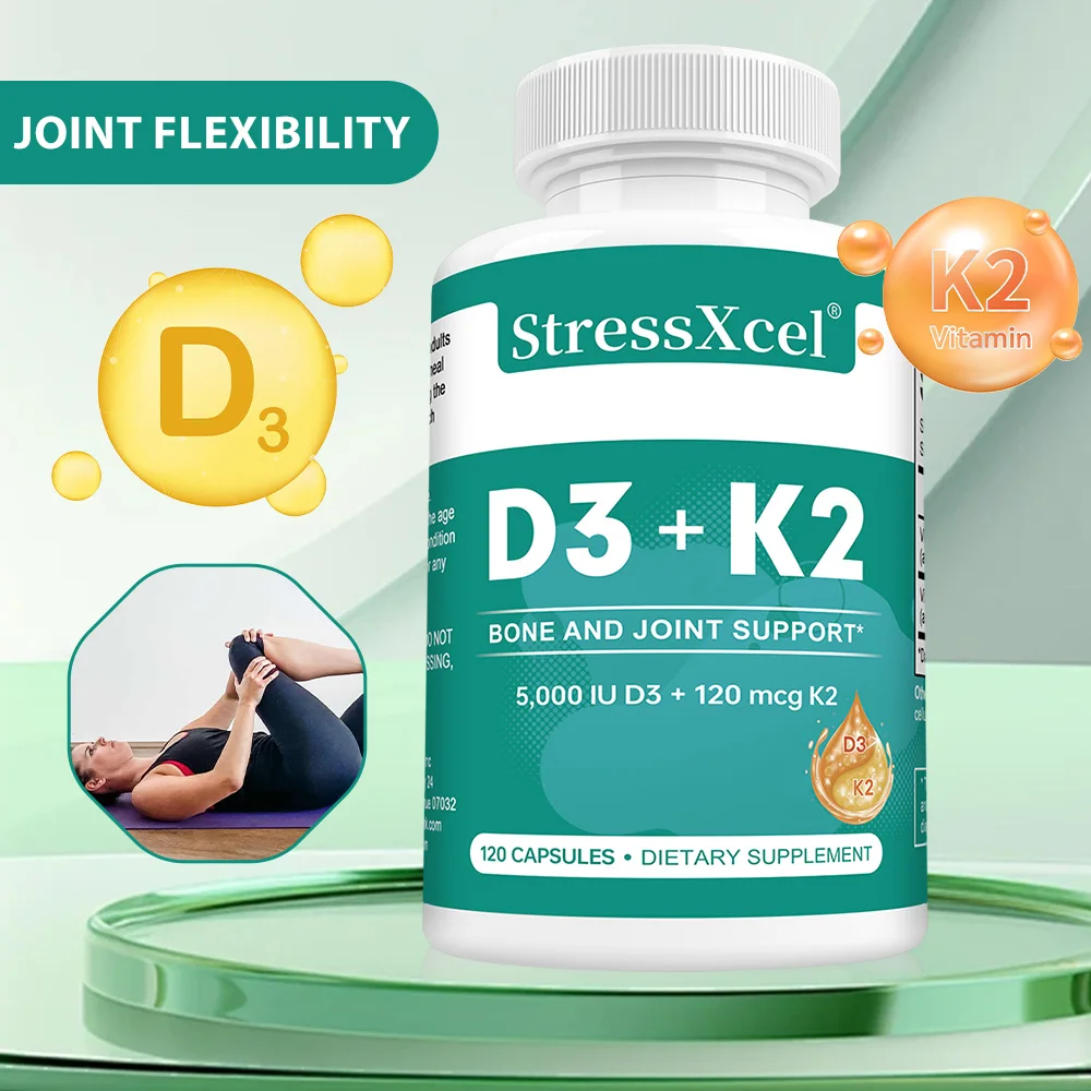 

Капсулы с витамином D3 K2, 5000 МЕ витамина D для поддержки костей, зубов, мышц и иммунитета, без ГМО, без глютена