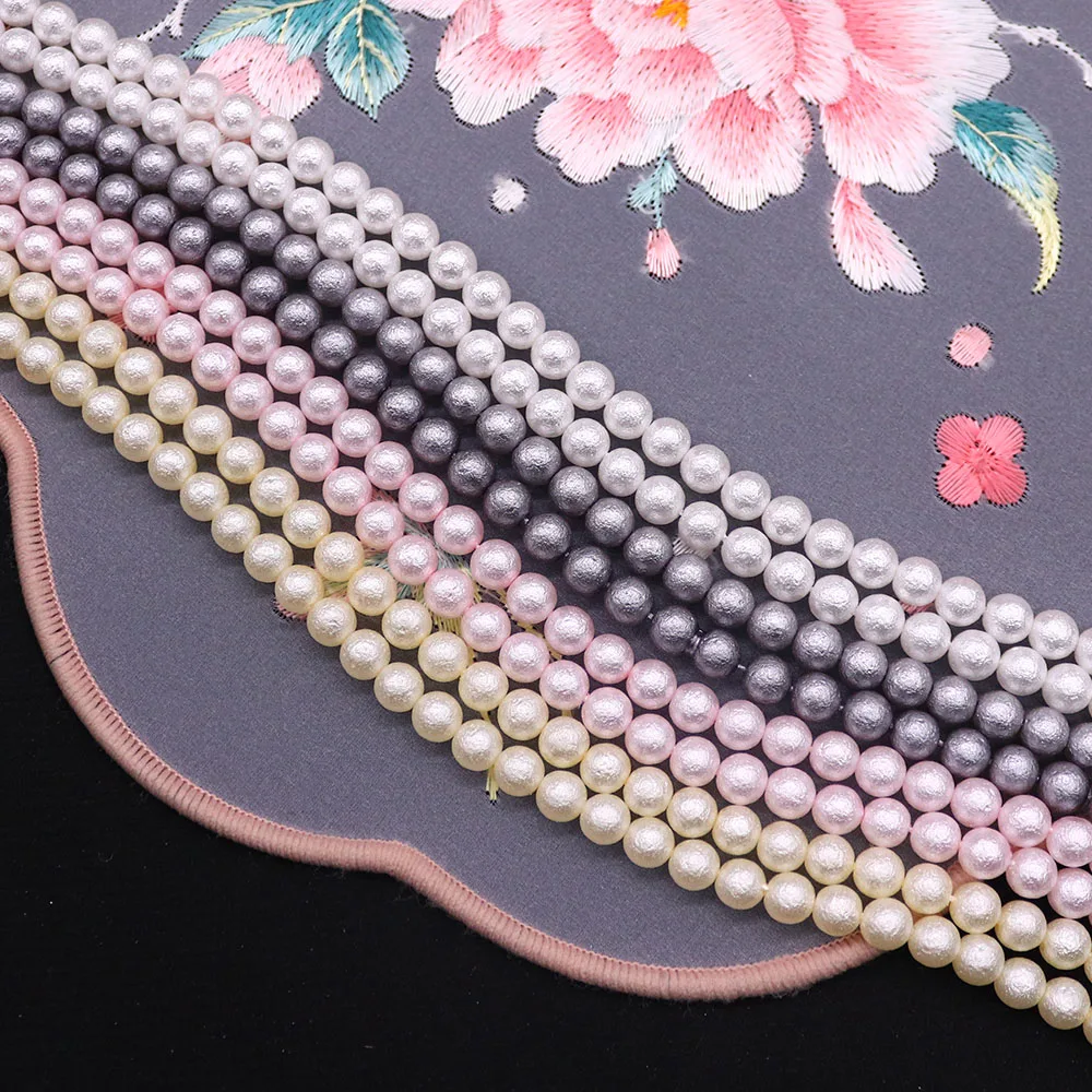 

4-Color Glass Imitation Cotton Pearl Round Loose Bead 6x6mm Artificial Pearl Jewelry Accessory For DIY Fashion Necklace Bracelet