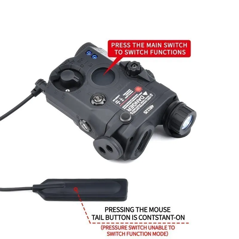 WADSN PEQ 15 Laser Pointer Zero Adjustable Airsoft Red Blue Green Dot Indicator Strobe White LED Flashlight Hunting Scout Light