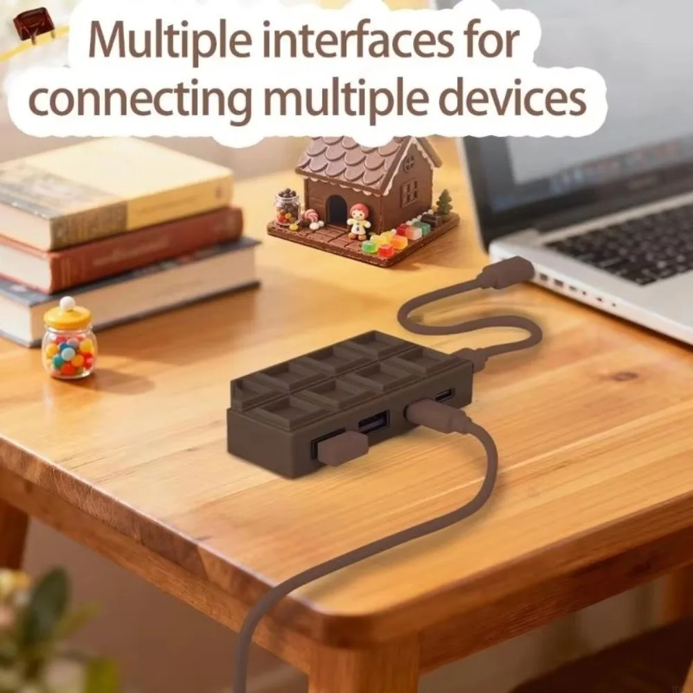 Chocolate Shaped 4-in-1 USB Hub Compact Type-C Interface USB Extender Portable USB Docking Station For PC
