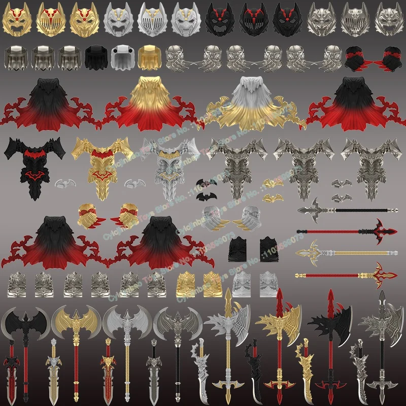 LE21-23 Comic Series Black Warriors Action Figures Sword Knife Axe Building Blocks Bricks Accessories Model Bricks Toys for Kids