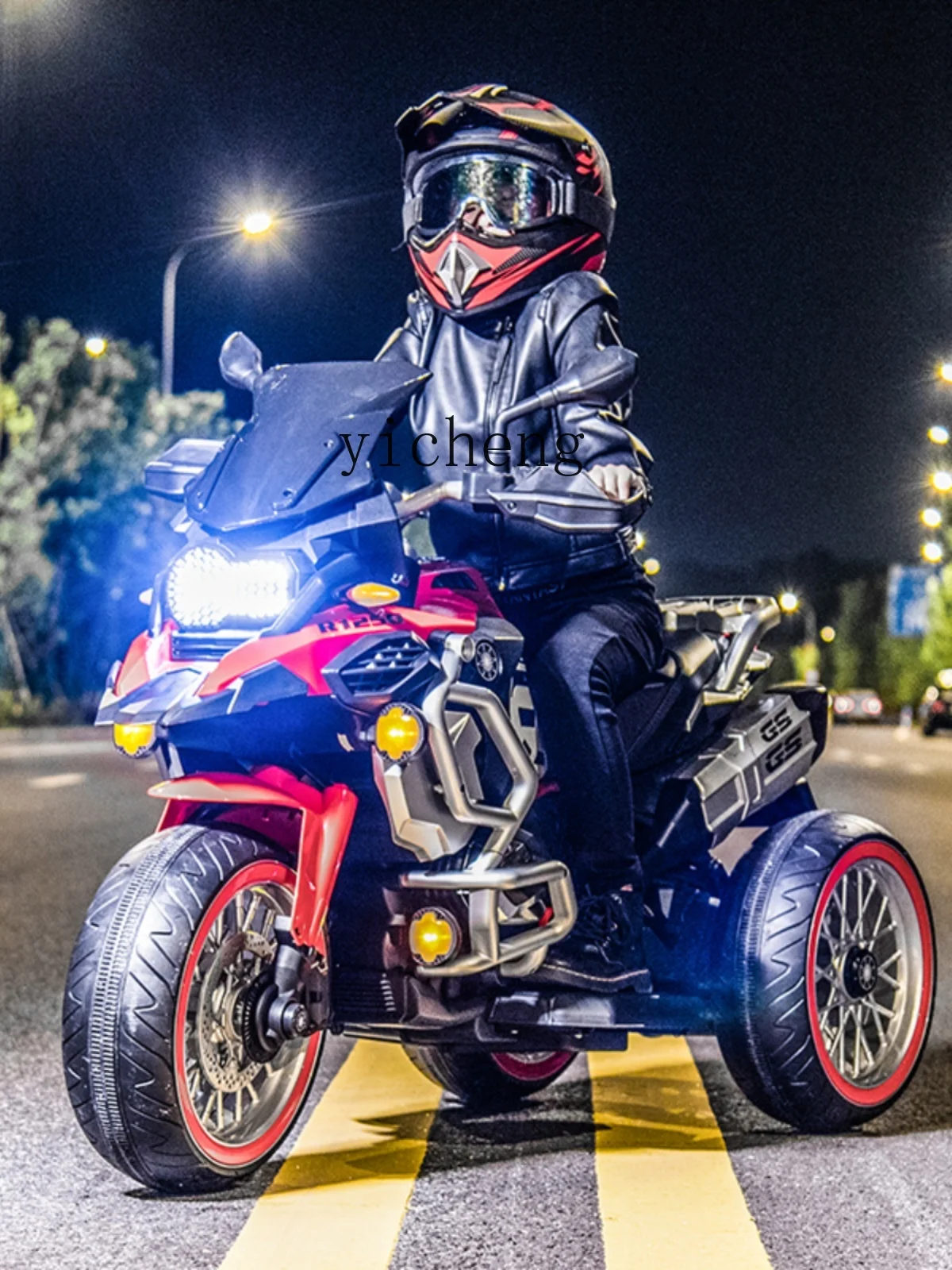 Tqh-motocicleta eléctrica para niños, triciclo grande para bebé, coche de juguete doble recargable, masculino y femenino