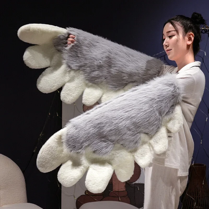 1 paar Vogel Vleugels Harige Pluche Dier Klauwen Wearable Cosplay Props Fursuit Kostuum Beest Kigurumi Dier Kostuum Accessoires