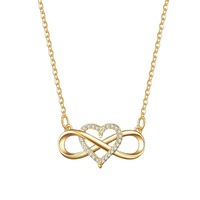 Romantic Fashion Silver Gold Color Infinity Forever Love Necklace CZ Lucky Heart Pendant Necklace for Women Gift Jewelry