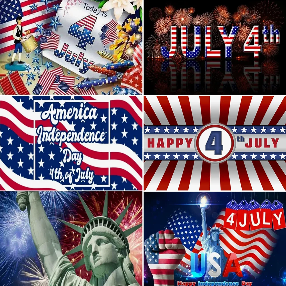 

US July 4 Independence Day Background Celebration USA Flag 4th of July Independence Day Portrait Banner Decor Background Photo