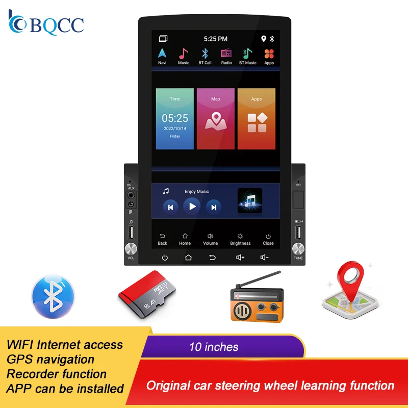 BQCC 2 DIN 10 Inch Car Radio Universal Car Brand New Multimedia Player Touch Screen GPS WiFi Android Navigation Recorder Carplay