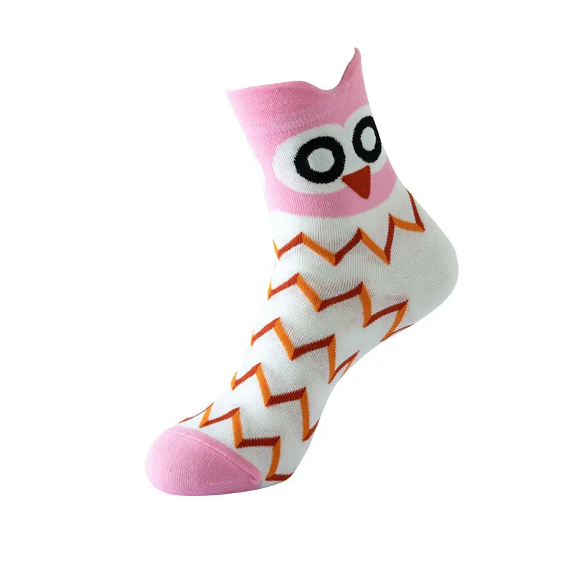 1/5 Pairs 3D Ear Cartoon Animal Girl Socks Children's Owl Pattern Casual Comfortable Versatile Women's Mid Tube Cotton Socks - view 4