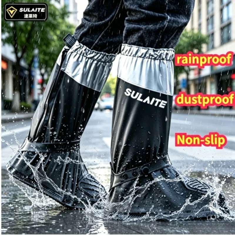 Motorcycle Rain Boots Shoe Cover thickened Non-slip Rain-riding shoe covers Waterproof with Reflector Dust Shoes Covers