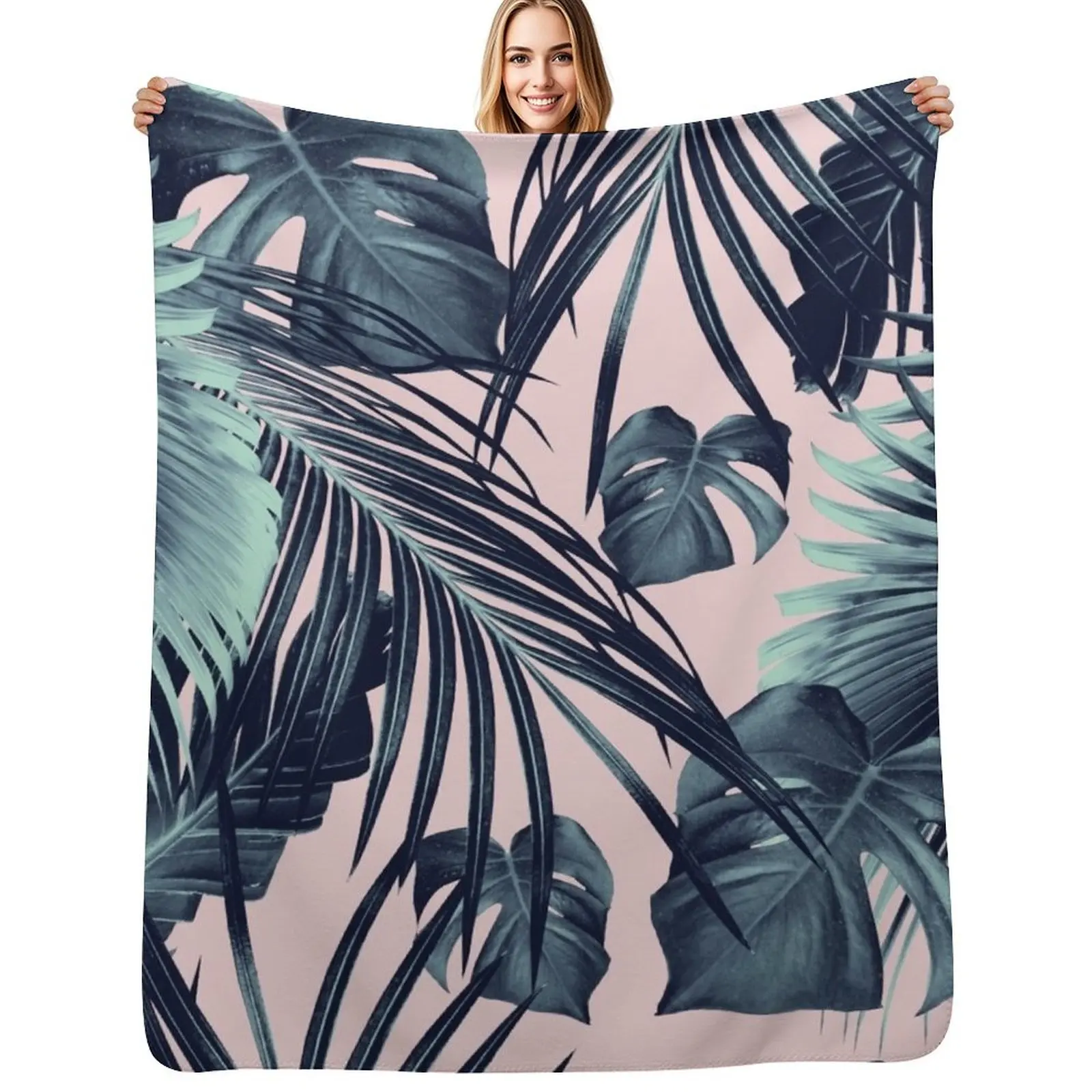 Tropical Jungle Leaves Dream #2 #tropical #decor #art Throw Blanket Soft Home Decor Blanket for Couch Bedroom