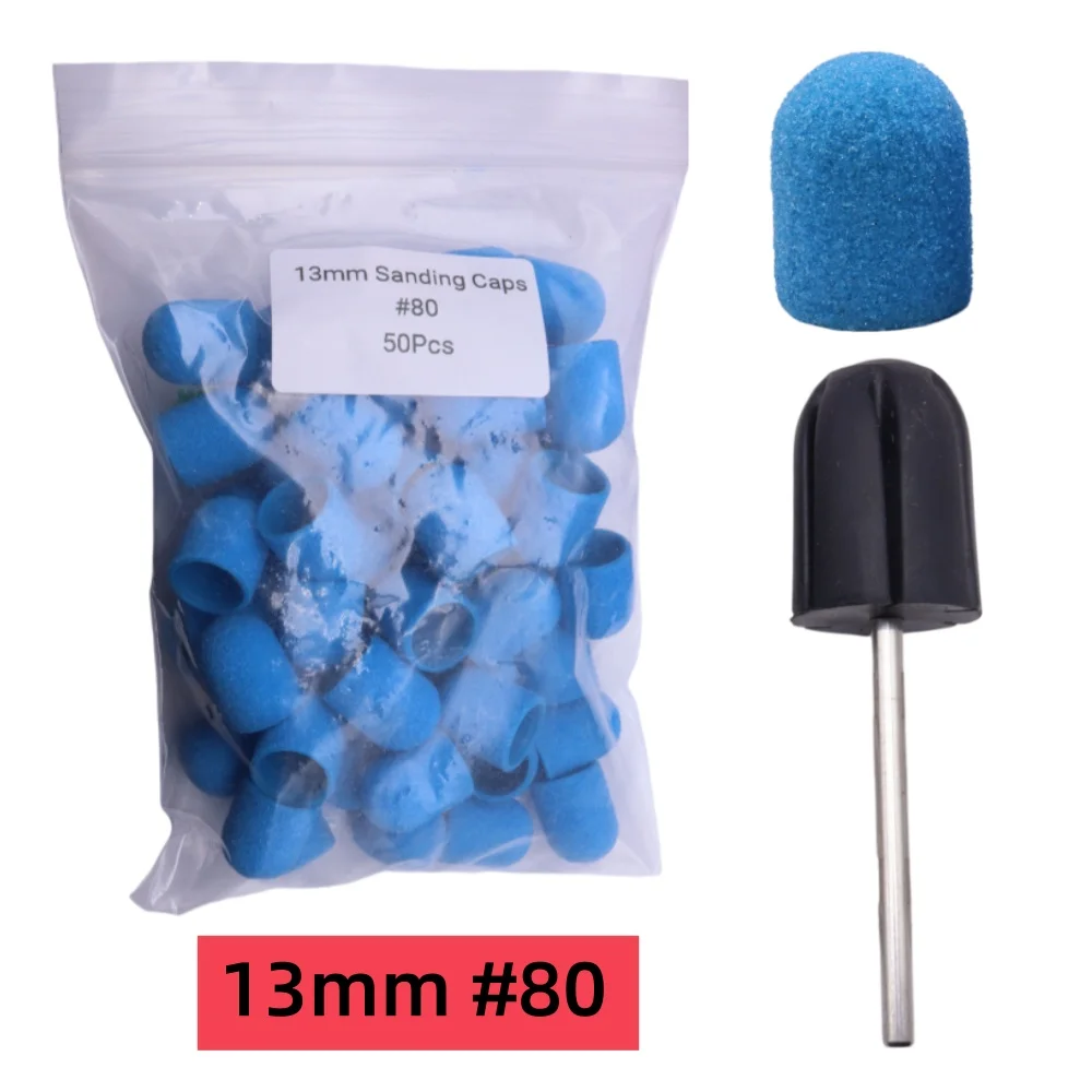 50 Stück Schleifkappen mit Dorn – Nagelbohrer-Hülsen-Set für Maniküre, Pediküre und Hornhaut