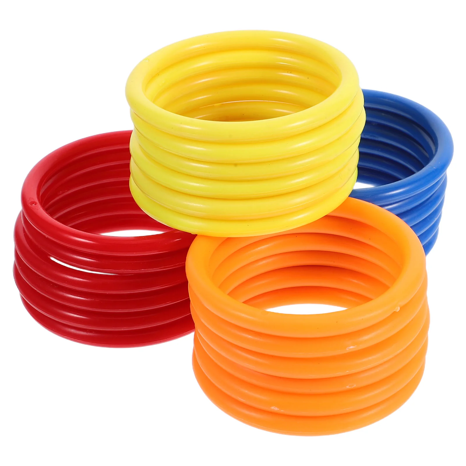 24pcs Plastic Toss Rings Kids Ring Toss Game for Kindergarten Garden Backyard Outdoor Games (Random Color)